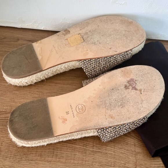 Chanel Women's CC Espadrille Slide Sandals Tweed - Picture 11 of 11